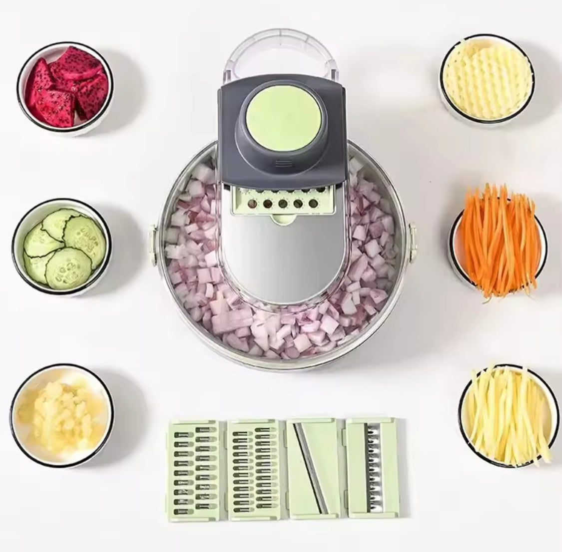 14 In 1 Vegetable Chopper,  Draining Vegetable Cutter With Stainless Steel Blades, Manual Hand Food Chopper, Kitchen Gadget